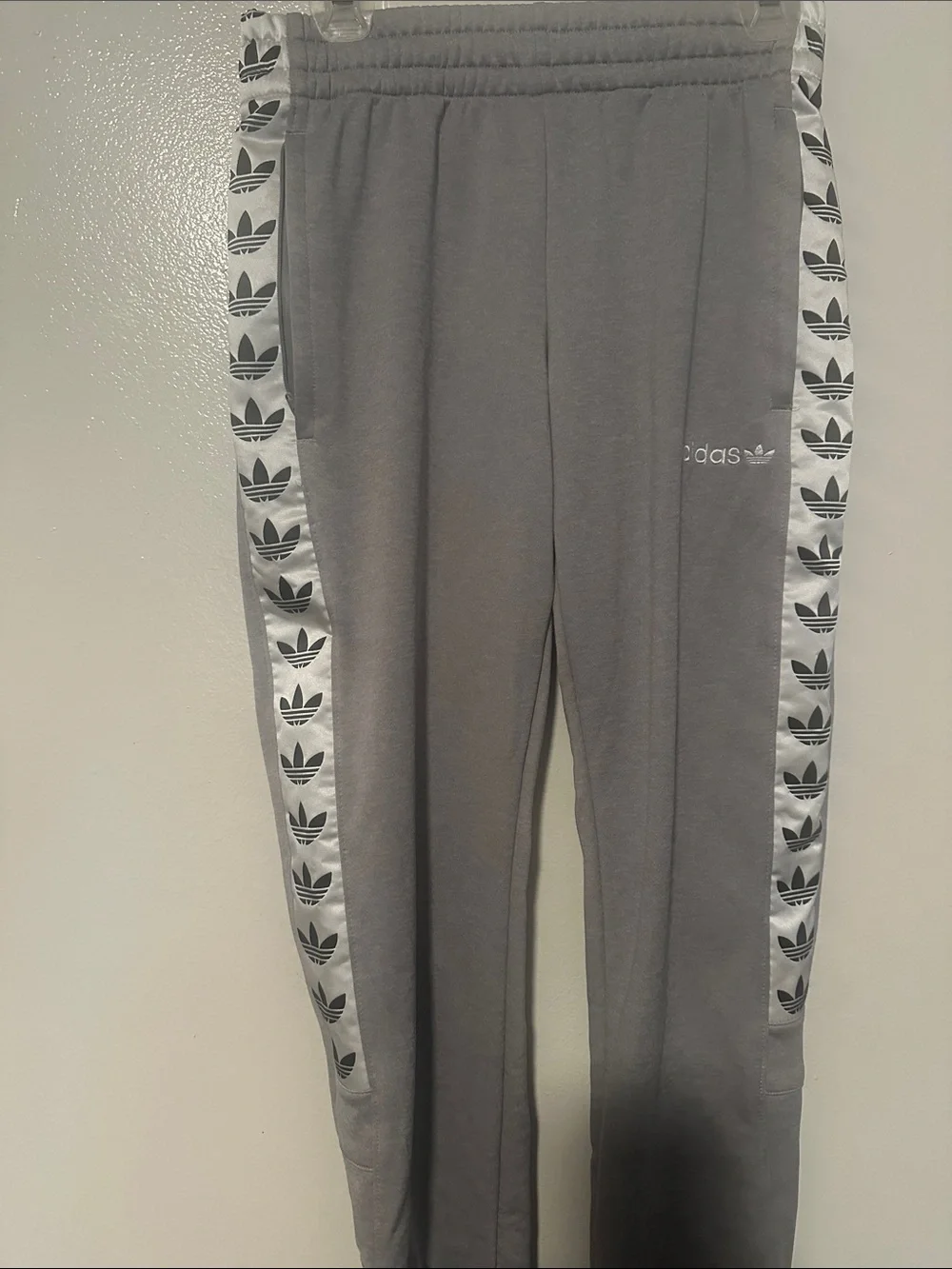 adidas Kids Gray Joggers with White Trefoil Tape